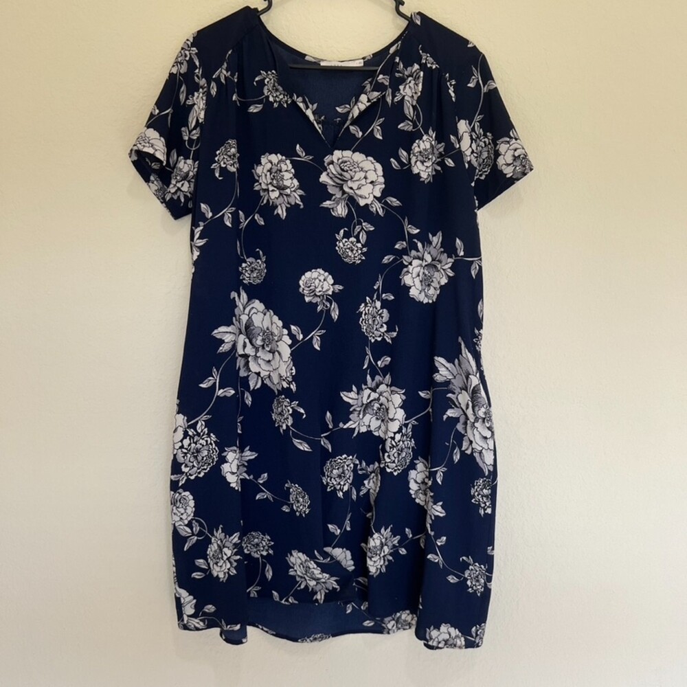Floral Navy Blue Women's Dress